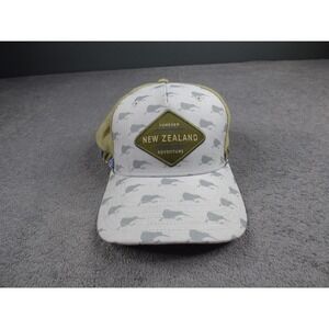 Wild Kiwi New Zealand Adventure Baseball Cap Grey Olive Green Kiwi Print Hat